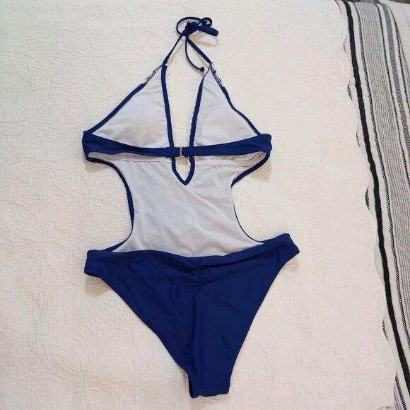 Cupshe Blue One Piece Swimsuit Size M With Lace Women's - Picture 9 of 12